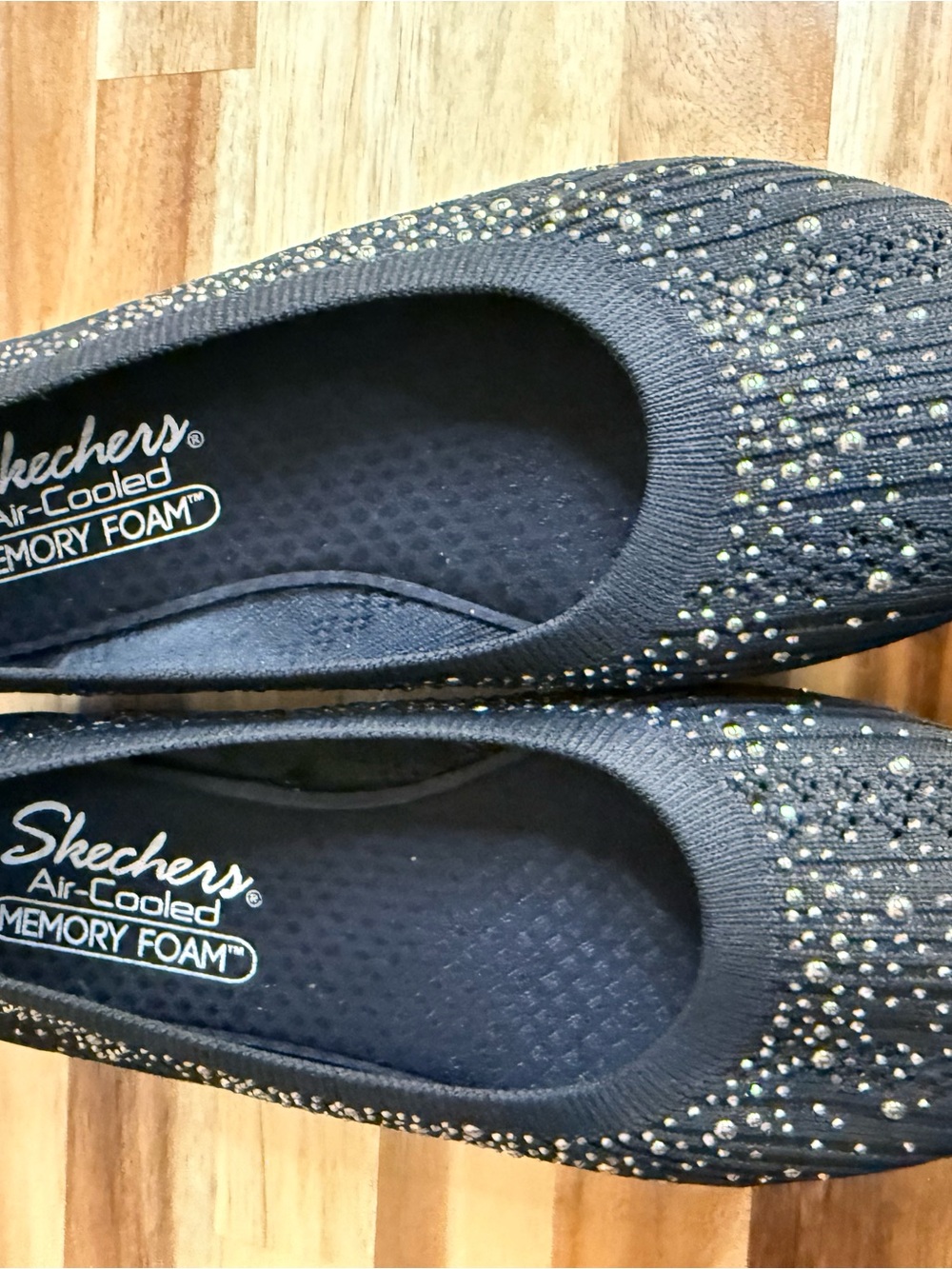 Skechers Women's Slip-On Flats w/ Rhinestone Detail feminine whimsigoth office